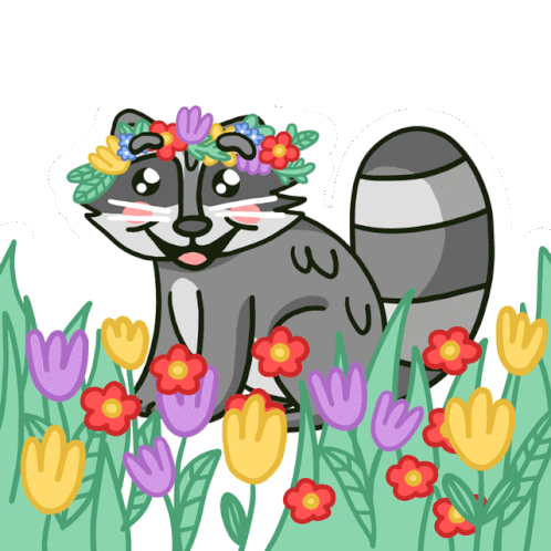 Raccoon May Queen Sticker - Raccoon May Queen Flower Crown Stickers