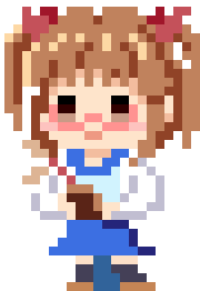 a pixel art of a girl with pigtails