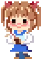 a pixel art of a girl with pigtails