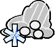 a pixel art illustration of a snowy cloud with a snowflake .