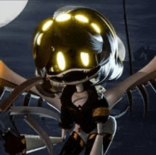 a cartoon character with wings and a helmet is flying in the air .