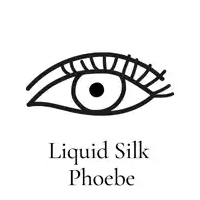 a logo for liquid silk phoebe with a drawing of a eye