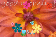 a colorful flower with the words " good morning " written on it
