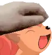 a pixel art of a cartoon character wearing a hat with his tongue out .