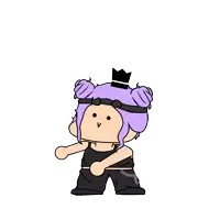 a cartoon drawing of a girl with purple hair