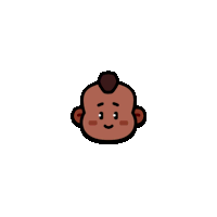 a cartoon drawing of a baby with a smiley face and pink cheeks