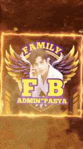 a logo for family fb admin pasya with a man with wings