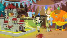 a group of cartoon characters are celebrating a birthday with the words bravest warriors in the corner