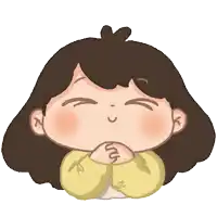 a cartoon drawing of a girl with her eyes closed and her hands folded