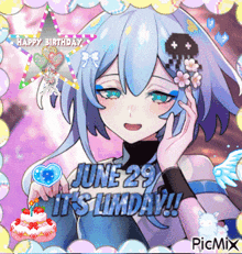 a picture of a girl with the words june 29 it 's limday