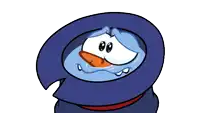a cartoon drawing of a snowman crying with tears coming out of his eyes