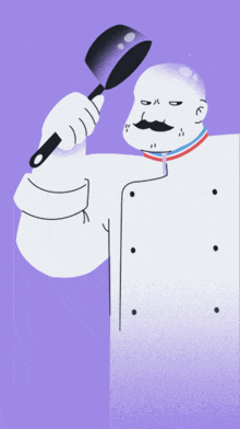 a cartoon drawing of a chef holding a ladle