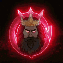 a man with a beard and a crown on his head is in a red circle