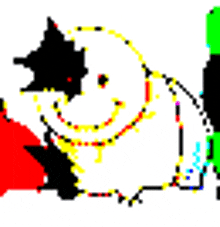 a pixel art drawing of a snoopy and a ghost