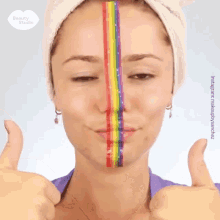 Rainbow Makeup Thumbs Up GIF - Rainbow Makeup Makeup Thumbs Up GIFs