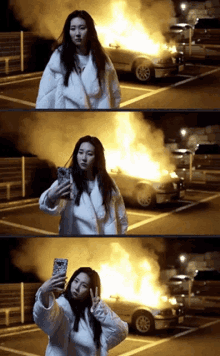 car fire selfie kpop korean