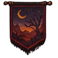 a pixel art of a landscape with a crescent moon