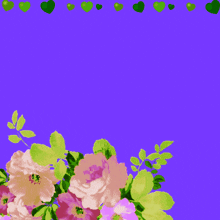 a purple background with pink flowers and green leaves and the words " اللهم صل وسلم وبارك علي "
