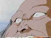 a close up of a red and white cartoon character