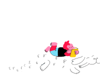 a cartoon drawing of a person reading a book while laying on the floor