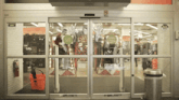 a sliding glass door with a sign that says sale