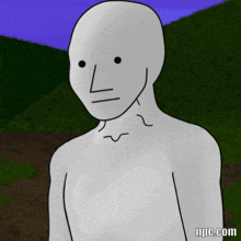 a cartoon drawing of a man with the website npc.com underneath it
