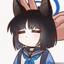 a drawing of a girl with bunny ears has the word mountainhan on the bottom