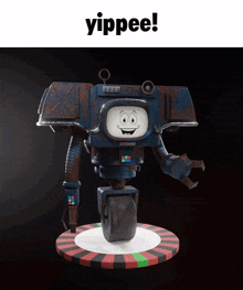 a picture of a robot with the words yippee on the bottom