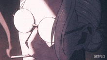 a drawing of a man with glasses smoking a cigarette with netflix written on the bottom right