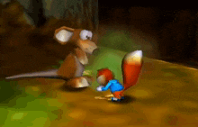 a kangaroo and a squirrel are in a video game