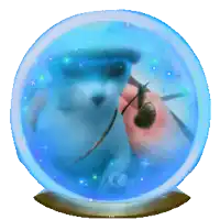 a snow globe with a picture of a dog in it