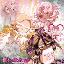 a picture of a couple of cartoon characters with the word lesbian in the corner