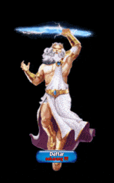 a drawing of a man with a beard and a blue lightning bolt behind him that says kurirslot