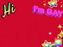 elmo from sesame street says hi i 'm gay on a red background