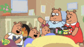 a cartoon of a family with the words pint 's bear on the bottom left