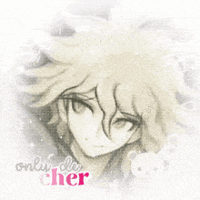 a drawing of a girl with the words only de cher written on the bottom