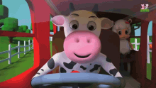 cow driving cow farm animals farm transportation