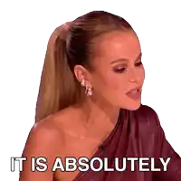 a woman says it is absolutely while wearing earrings
