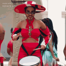 Red Dressed GIF - Red Dressed Sunglasses GIFs