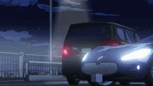 a blue car with a license plate that says ' aa ' on it