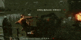 a video game is being played on a computer and a person is being killed by a monster .