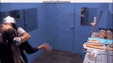 a couple kissing in a bathroom with the words www.bandicam.com in the corner