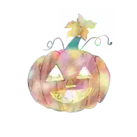 a watercolor painting of a pumpkin with a flower on top of it