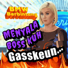 a poster for bmw berbintang with a blonde woman