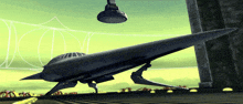 a cartoon drawing of a space ship with a spider web behind it