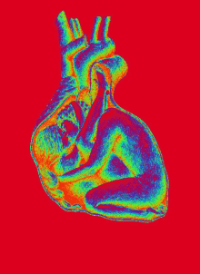a colorful drawing of a man and woman kissing in a heart