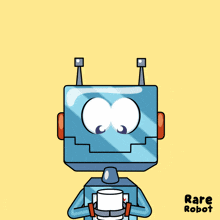 a cartoon drawing of a robot with the words rare robot written below it