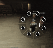 a circular display with the word emotes at the top