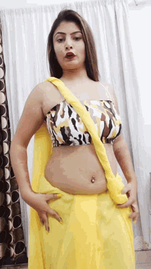 Rathodraj Yellow Saree GIF - Rathodraj Yellow Saree Belly Button GIFs
