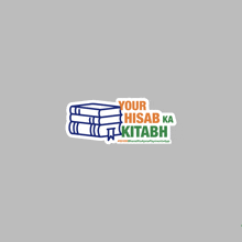 a sticker that says your hisab ka kitabh on a gray background